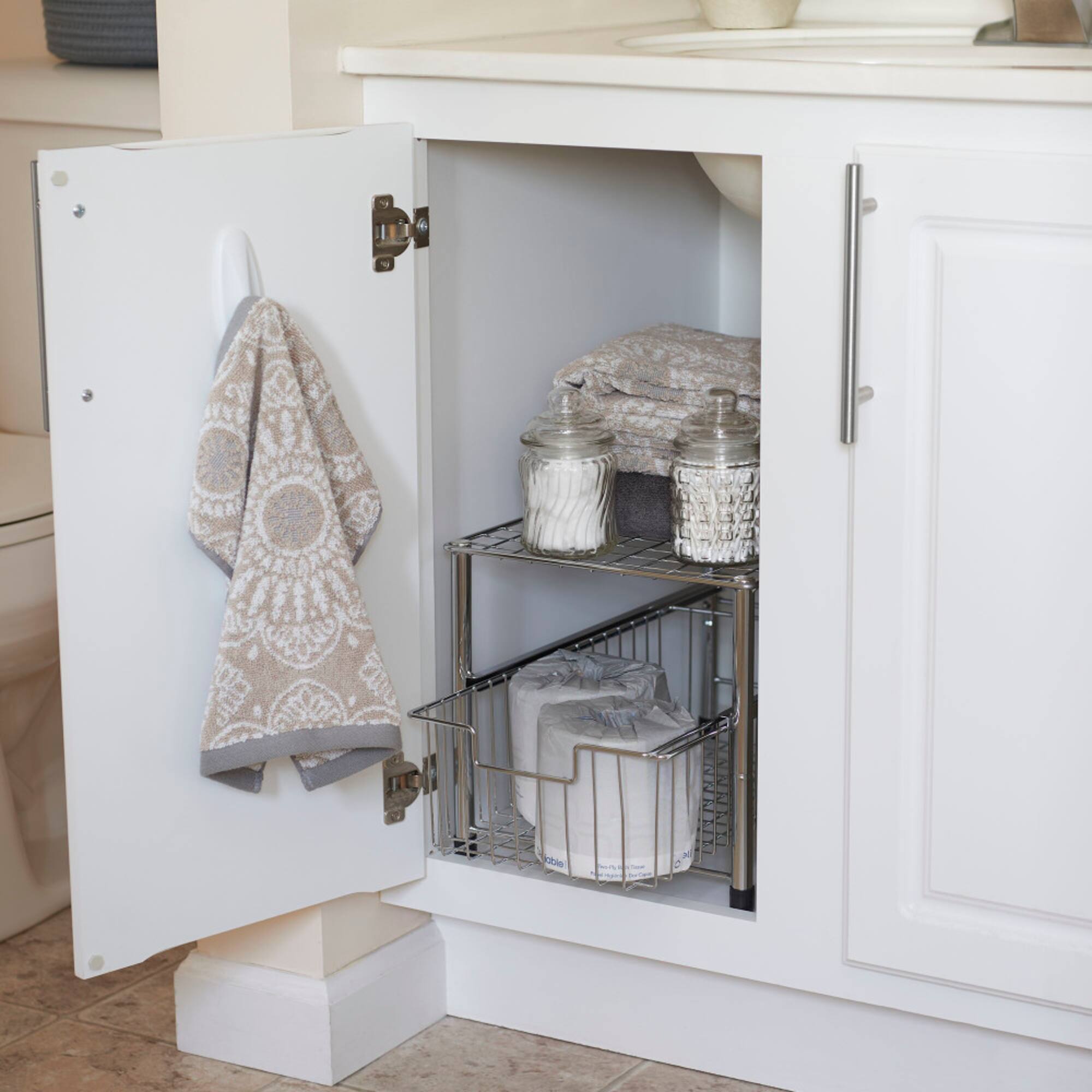 Household Essentials Sliding Basket Cabinet Organizer